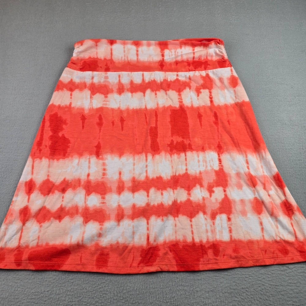 Coral Tie Dye Flowy Skirt Women Medium Boho Stretch Pull On Casual Summer Beach
